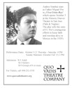 Andres Sinohui stars as Father Miguel Pro in ¡Viva Cristo Rey! which opens October 5 at the Historic Hoover Theater in San Jose. (Park & Naglee) The play tells the story of Fr. Pro's courageous efforts to keep faith and worship alive in Mexico in the 1920's Performance Dates: October 5-21 Thursday - Saturday: 8 PM Sunday Matinees: (October 8 & 15) 2 PM Admission: $15 Adult $12 Seniors $10 Groups of 6 or more For Tickets, call 408-252-3530 www.quovadistheatre.org